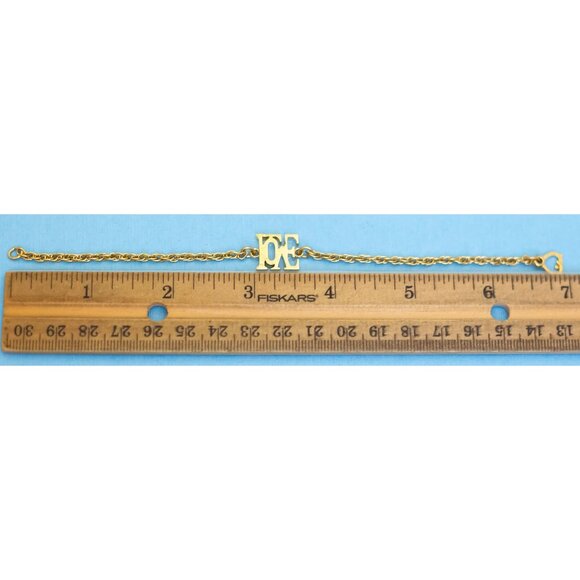 7 inch, Vintage Love Monogram Gold Tone Rope Chain Bracelet by Spiedel - N31 - Picture 3 of 3